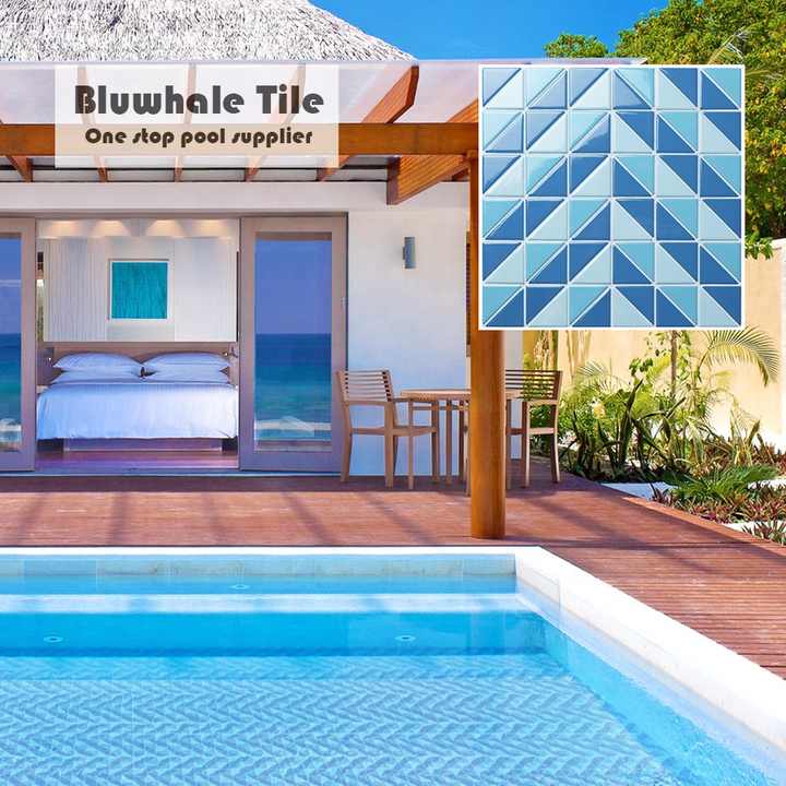 Gạch ốp tường tam giác men bóng màu xanh cao cấp giá xuất xưởng