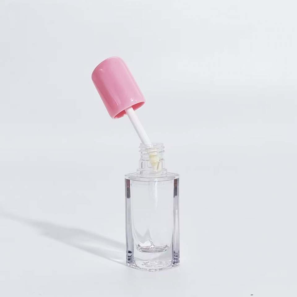 Ống đựng son bóng rỗng bằng nhựa 3,5ml có nắp vặn, có thể nạp lại, màu hồng tùy chỉnh, dùng cho chăm sóc môi và bảo quản mỹ phẩm