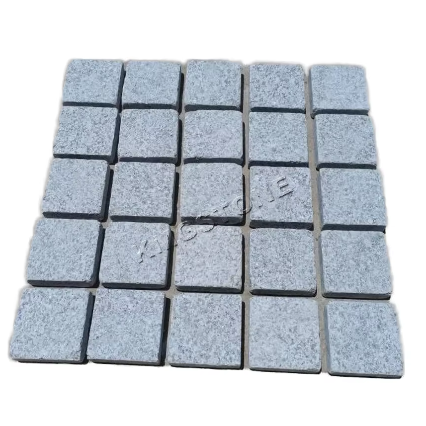 Sỉ Đá Lát Cuội Đen Tự Nhiên, Gạch Khối Vuông Mài Bo Cạnh Thiết Kế Hiện Đại, Gạch Khối Đá Granit Lát Đường Lái Xe Ngoài Trời