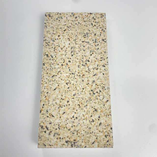 Gạch lát ngoài trời men sứ hiện đại, chống trơn, vân đá granite, màu vàng gold