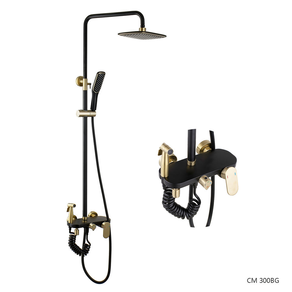 Bộ hệ thống vòi sen thác nước bằng thép không gỉ màu đen, hệ thống massage toàn thân