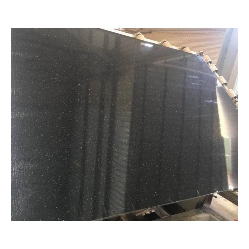 Đá Granite Đen Galaxy Tự Nhiên Tấm Nửa, Thạch Anh Đen Đánh Bóng cho Mặt Bàn Ngoài Trời, Hoàn Thiện Bề Mặt Phun Cát, Dạng Tấm Lớn