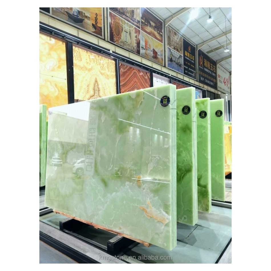 Phiến Đá Onyx Xanh Ngọc Bích Tự Nhiên, Gạch Ốp Bếp, Đá Chống Cháy, Tấm Ốp Tường Phòng Tắm