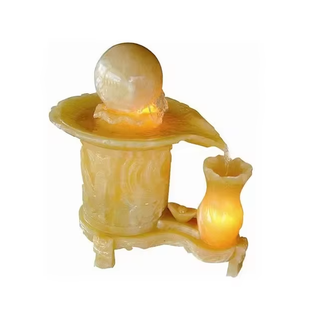 Đài phun nước đá cẩm thạch vàng Onyx MAF001 trang trí nhà cửa khách sạn hiện đại