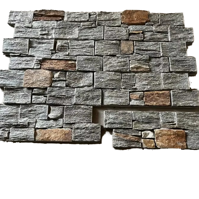 Gạch ốp tường ngoại thất biệt thự khách sạn bằng đá phiến vôi bền, thiết kế thạch anh xanh hiện đại bề mặt chẻ tự nhiên