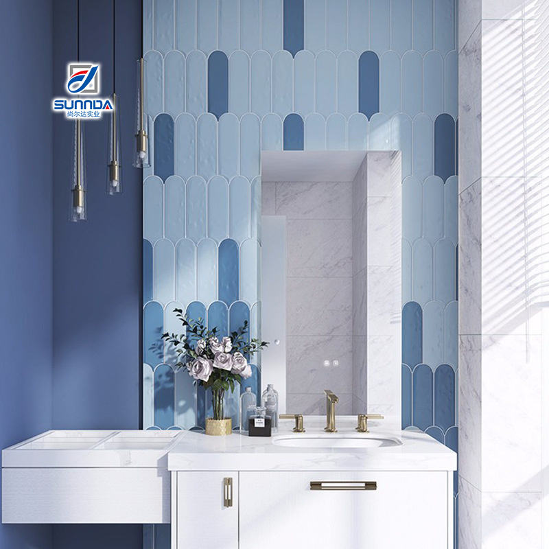 Gạch Mosaic Gốm Sứ Thủ Công Tráng Men Rạn Nứt Vân Lông Vũ 3D Hiện Đại Phật Sơn