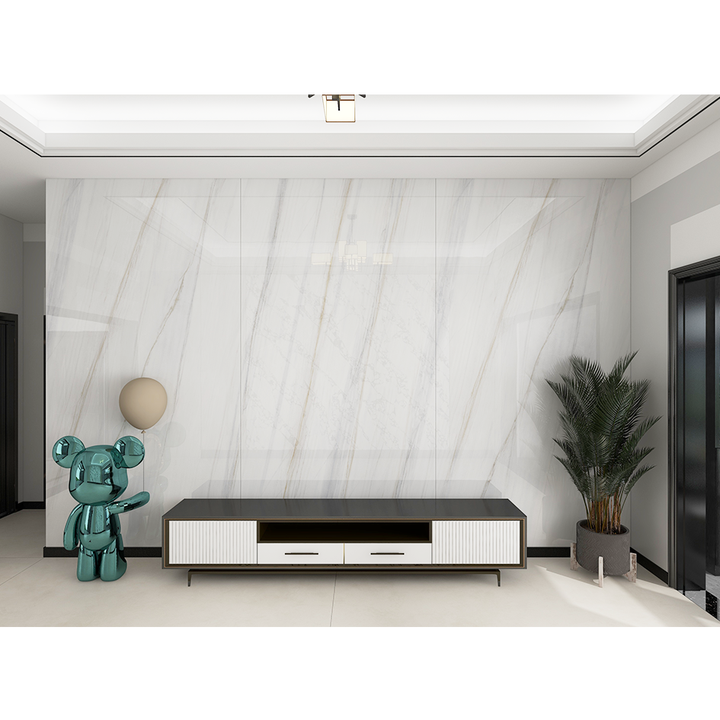 Gạch đá cẩm thạch chất lượng cao 1600x3200mm bề mặt bóng trắng cho tường nền chống mài mòn