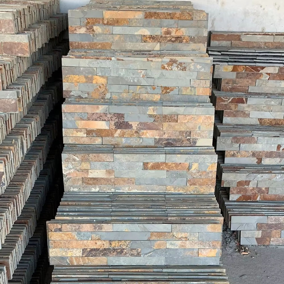 Gạch ốp tường xếp lớp, đá ốp văn hoá