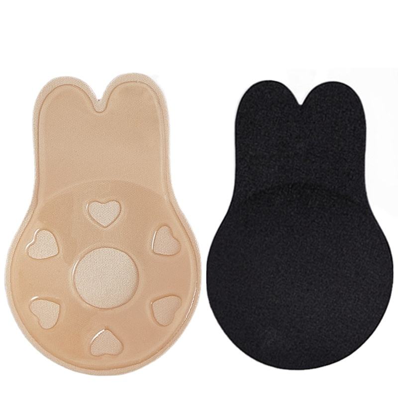 Miếng dán ngực silicon màu da hình cánh hoa tai thỏ, trang trí gợi cảm cho người lớn, có tính năng nâng ngực, kiểu dây quàng cổ và nút logo cúp.