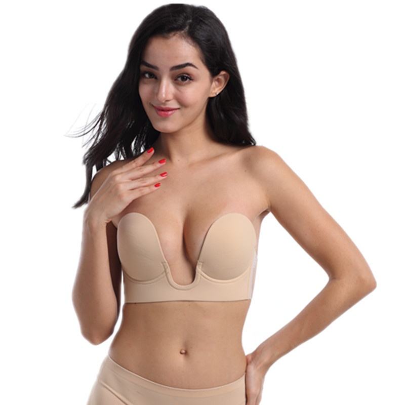 Áo ngực tàng hình nylon quyến rũ không dây cúp chữ U sâu siêu nâng độc quyền xuyên biên giới cho váy cưới mùa hè liền thân Bán sỉ