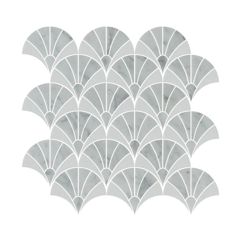 Khuyến mãi hấp dẫn: Gạch mosaic đá cẩm thạch hình quạt màu xám ốp lát nội thất phòng tắm và khu vực tắm