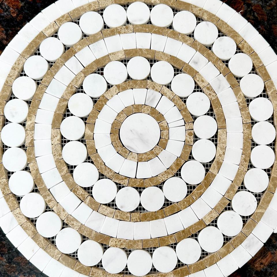 Gạch Mosaic Đá Cẩm Thạch Trắng Hiện Đại Thiết Kế Dạng Thảm, Ghép Hình, Tranh Tường, Ván Sàn dùng cho Tường Hồ Bơi Nội Thất Khách Sạn hoặc Các Chi Tiết Kim Loại