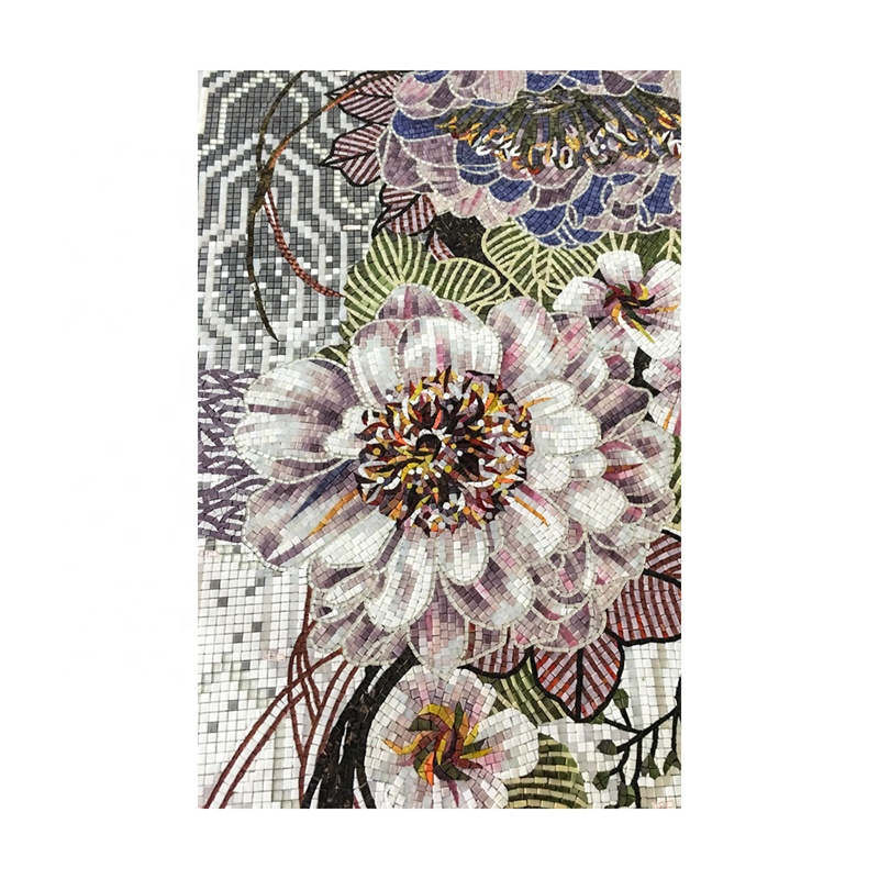 Tranh tường khảm gạch kính hoa tím đẹp và Mosaic cho biệt thự