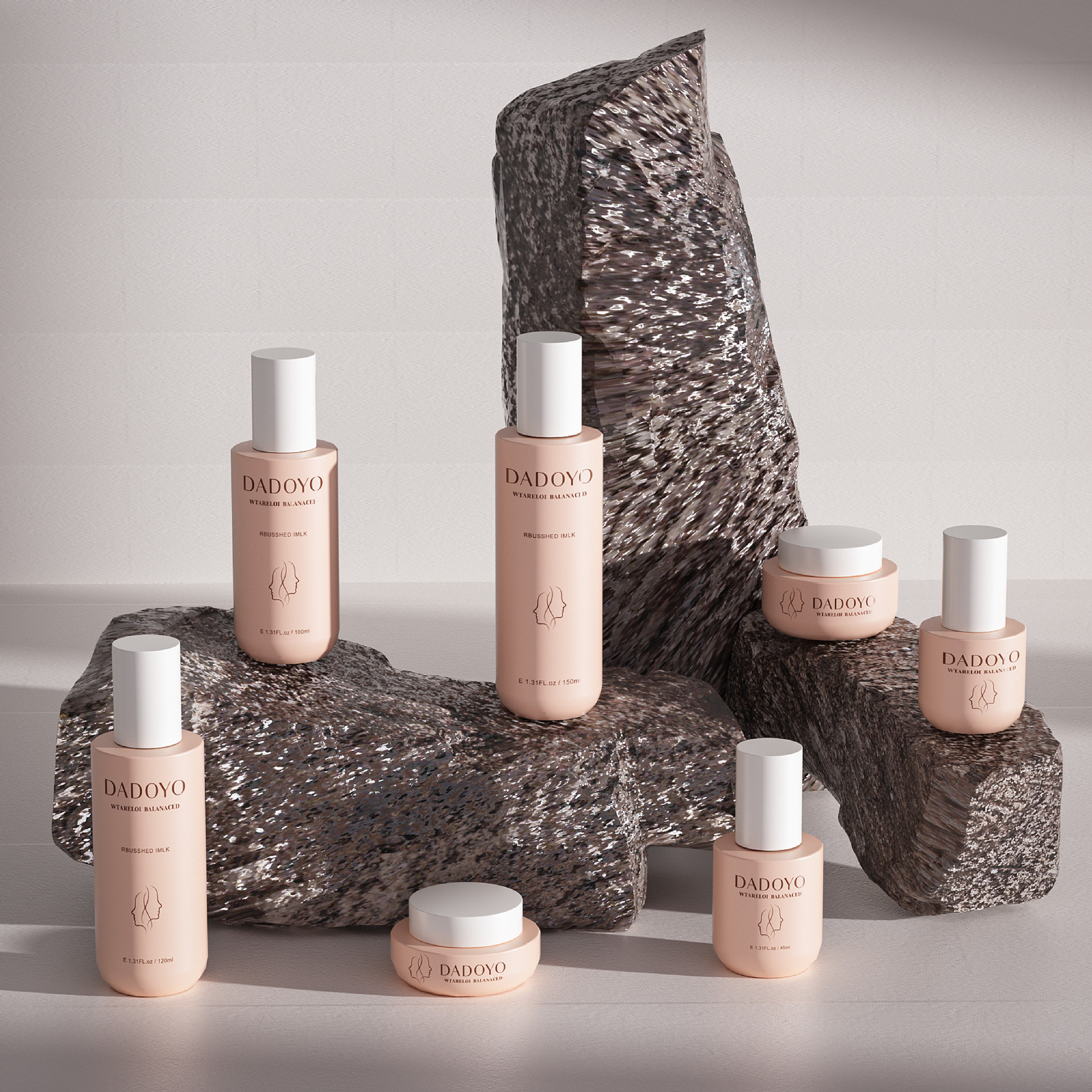 Bộ Chăm Sóc Da Đáy Dày Thủy Tinh Chai Vuông Mới 2025, Nước Hoa Hồng Và Sữa Dưỡng 150ml, Kem 50g