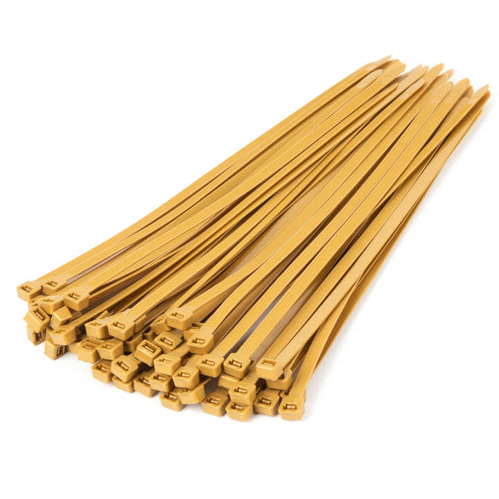 Buôn sỉ dây buộc cáp tự khóa Nylon 66 mạ vàng 7.6*400mm từ Trung Quốc