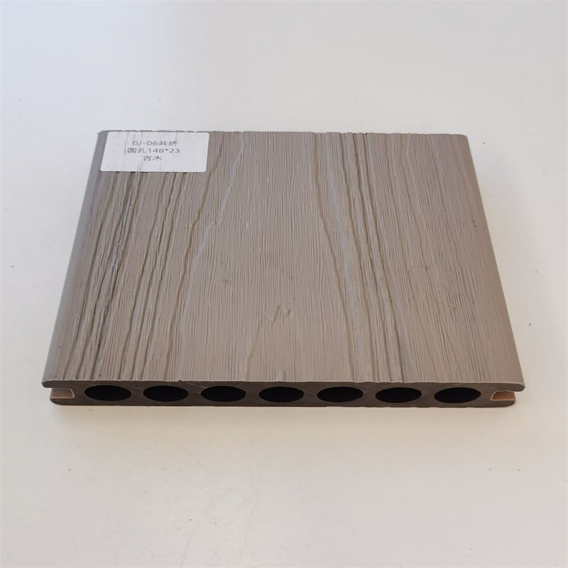 Sàn gỗ nhựa ngoài trời màu tùy chỉnh, lỗ ghép sẵn, chống thấm, màu nâu hạt dẻ