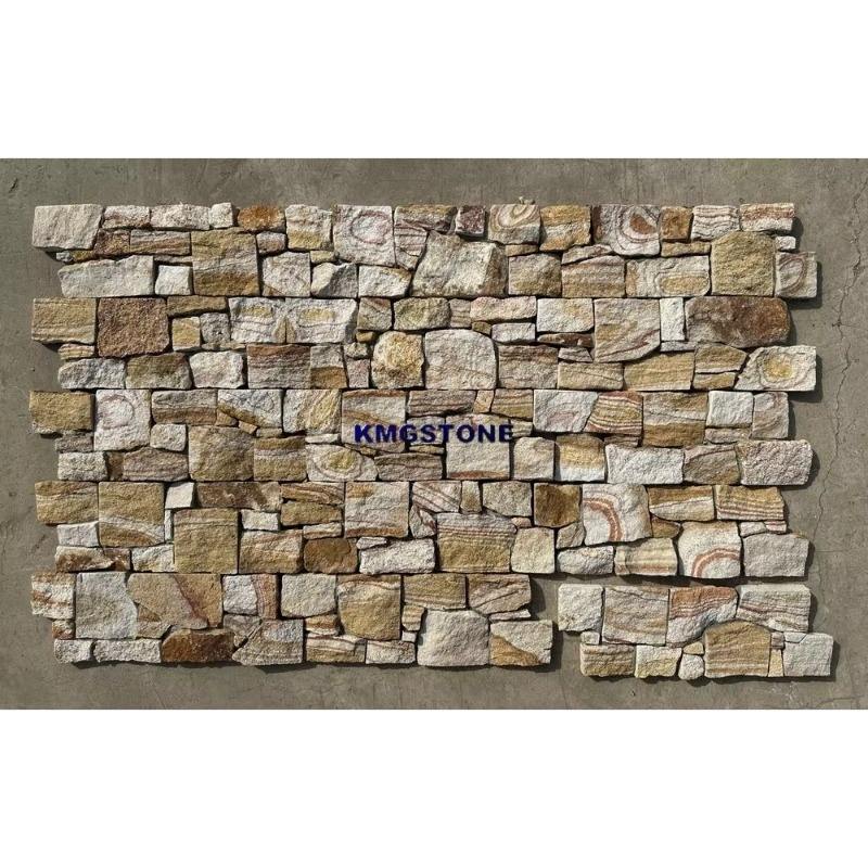 Tấm ốp veneer đá Quartzite tự nhiên hiện đại họa tiết vân vòng năm