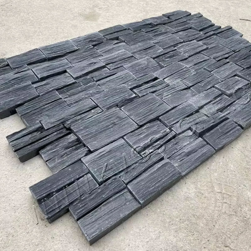 Tấm ốp đá văn hóa hiện đại chứng nhận CE bằng đá phiến tự nhiên màu đen, dùng ngoài trời