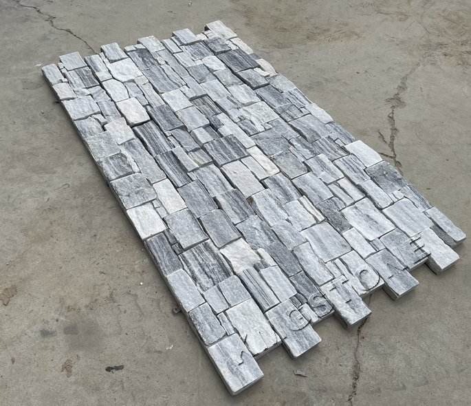 Đá Ốp Tường Tự Nhiên Thạch Anh Xám Mây, Ngoại Thất Hiện Đại, Veneer Văn Hóa, Kháng Axit Chống Xói Mòn, Tấm Phủ Tường Đá Phiến