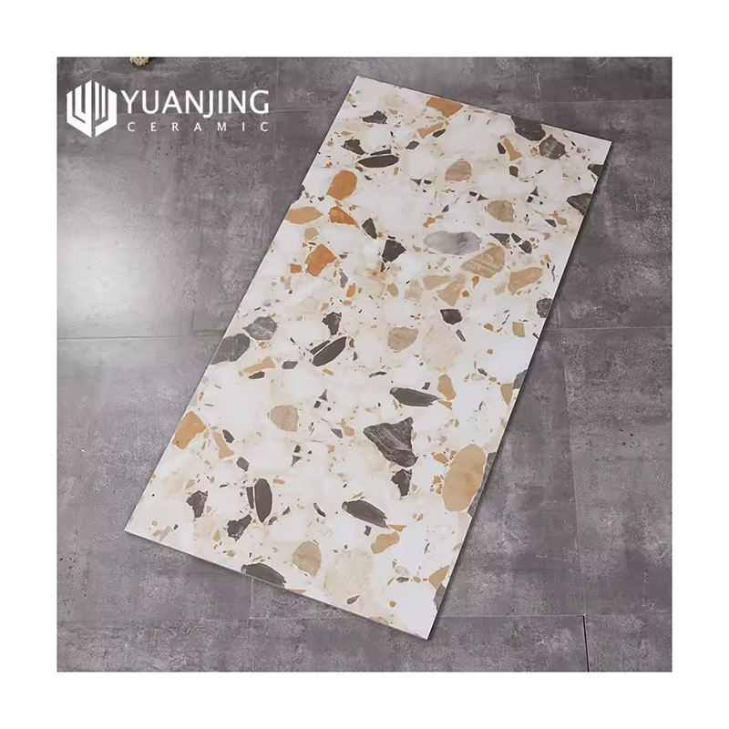 Gạch lát sàn hiệu ứng Terrazzo hình chữ nhật 60 x 120 cm màu be, bề mặt mờ, màu cổ điển