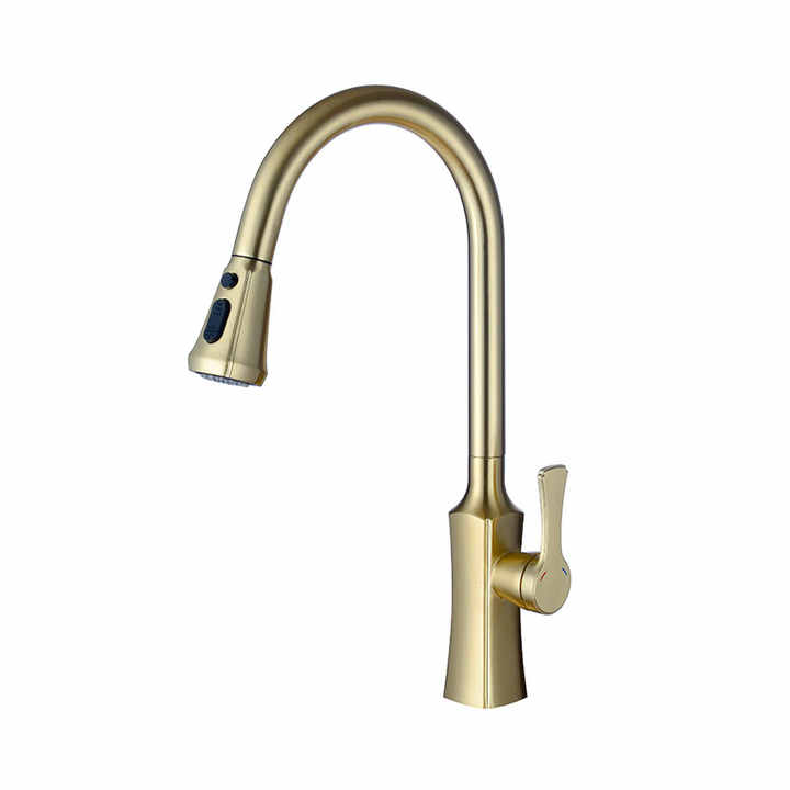 Vòi bếp đồng thau nguyên khối rút ra được mạ Chrome có tính năng tiết kiệm nước dành cho khách sạn