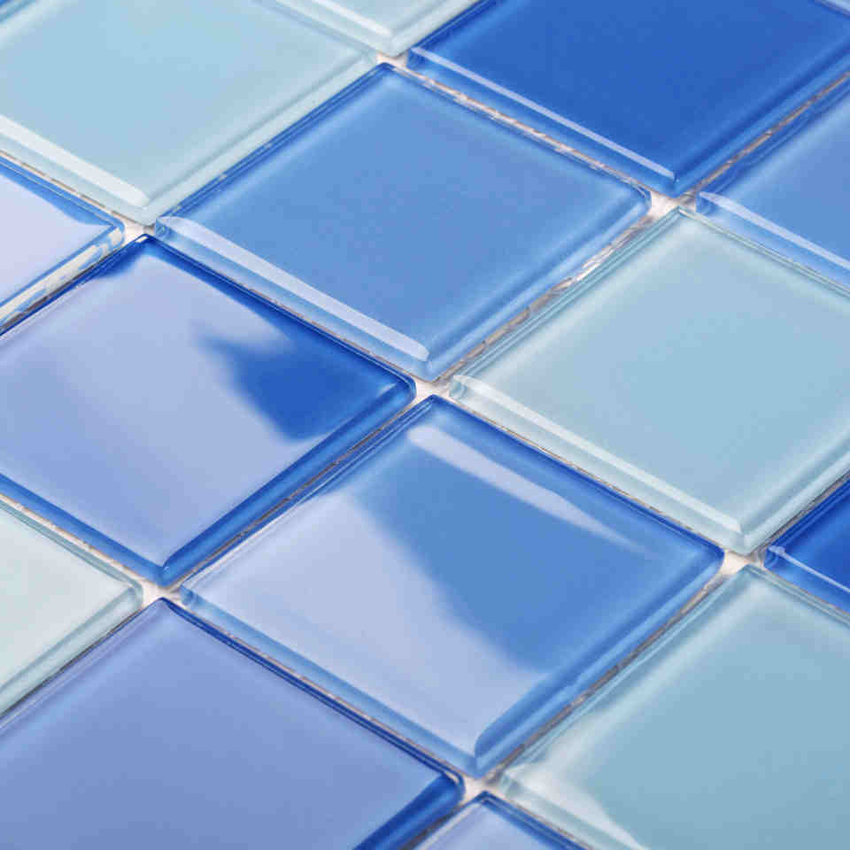 MOSAIC KÍNH 48x48, MÀU XANH NGỌC, KIỂU CỔ ĐIỂN, 4MM, DÙNG CHO TƯỜNG