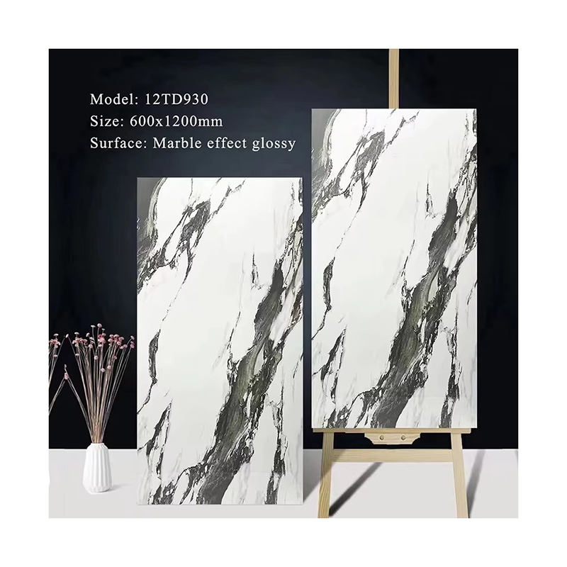 Gạch Sứ Ốp Tường Sàn Vân Đá Cẩm Thạch 3D Tráng Men Đánh Bóng Xương Đồng Chất Màu Nâu Độ Bóng Cao 1200x600mm