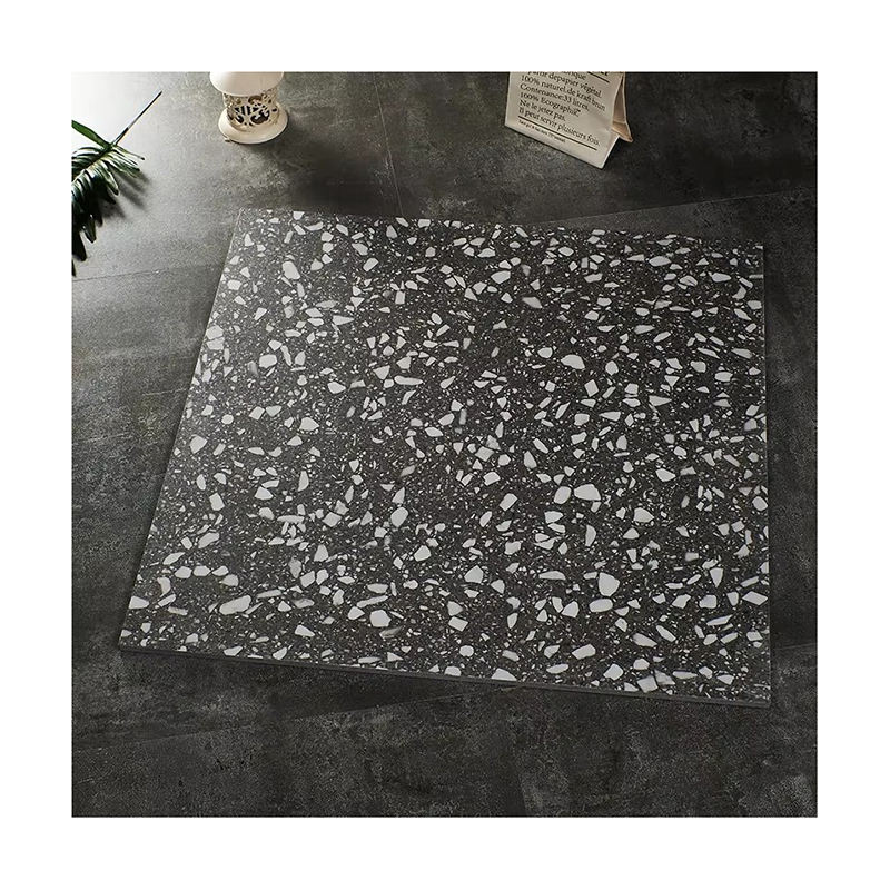 Gạch Sứ Porcelain Terrazzo Xám Chống trượt Mờ 600x600mm Dùng cho Sàn Phòng khách, Ban công, Sân vườn