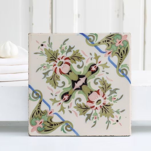 Gạch ốp tường sứ Pháp cổ điển Retro họa tiết hoa tươi kháng khuẩn, thiết kế bếp mộc mạc, sang trọng theo phong cách gạch đất nung nội thất.