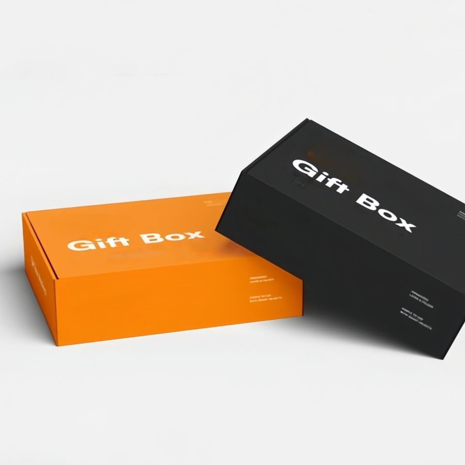 Hộp Vận Chuyển Cứng Cáºp Màu Đen Cam, Thân Thiện Môi Trường, Tái Chế, Có Logo Tùy Chỉnh Dập Nổi, Dùng Cho Đóng Gói Quà Tặng & Thủ Công