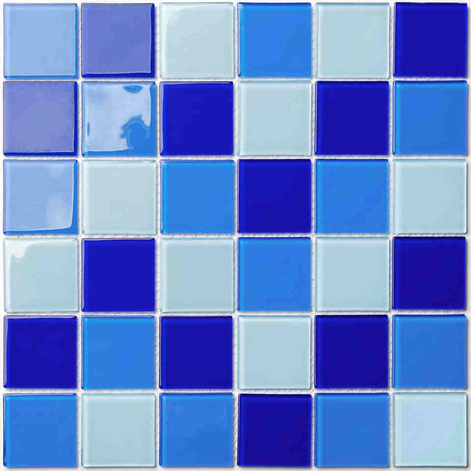 Gạch khảm bể bơi sợi thủy tinh màu xanh trang trí nhà bếp 48x48 mm