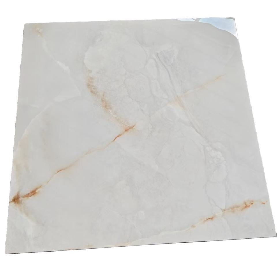 Gạch lát nền sứ chống trượt 600x600mm màu vàng nhạt vân đá cẩm thạch đánh bóng dùng cho phòng tắm bán chạy nhất