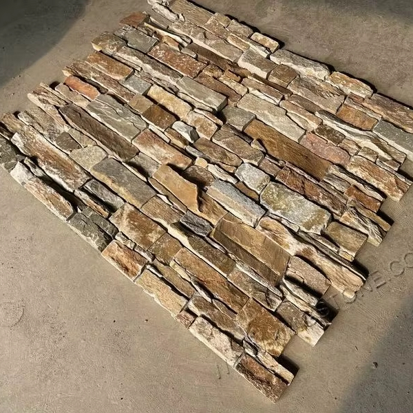 Ốp Tường Lò Sưởi Đá Tự Nhiên Kiểu Gờ Vân Phiến Xi Măng Với Bề Mặt Xẻ Thiết Kế Hiện Đại Dùng Ngoài Trời