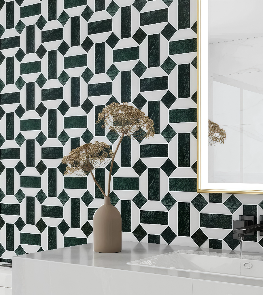 Gạch Mosaic Đá Ốp Tường Lát Sàn Hiện Đại 10mm, Đá Cẩm Thạch Tự Nhiên Bán Chạy Dùng Cho Khách Sạn, Nhà Ở, Ốp Bếp, Nâng Cấp Phòng Tắm