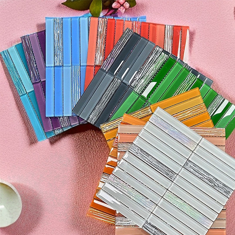 Gạch Kính Mosaic Dạng Dải Dài Trang Trí Tường Nền, Bếp, Phòng Tắm