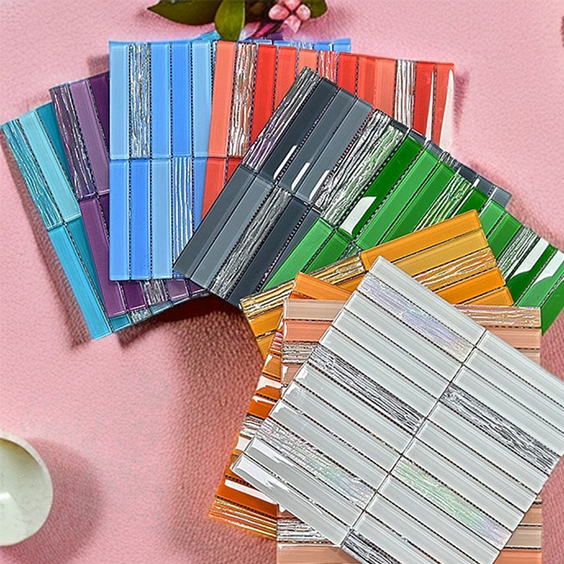 Gạch Kính Mosaic Dạng Dải Dài Trang Trí Tường Nền, Bếp, Phòng Tắm