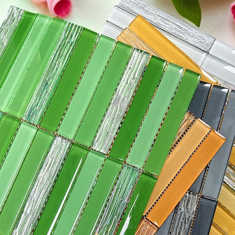 Gạch Mosaic Thủy tinh Pha lê Dạng Thanh Ngón Tay Kit Kat Ốp Tường Trong Nhà