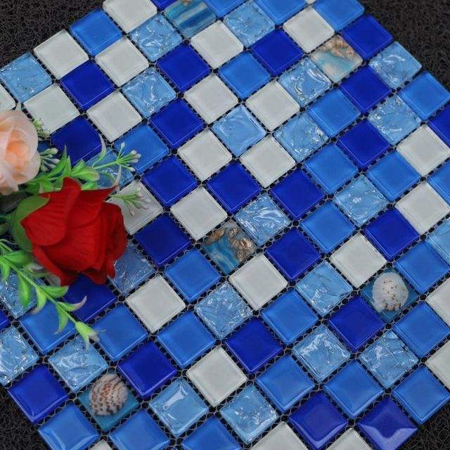 Gạch Mosaic Trung Quốc Chất Lượng Cao, Ốp Tường Trang Trí Phòng Tắm Và Hồ Bơi, Kính Pha Lê Vân Rạn Băng Pha Đá