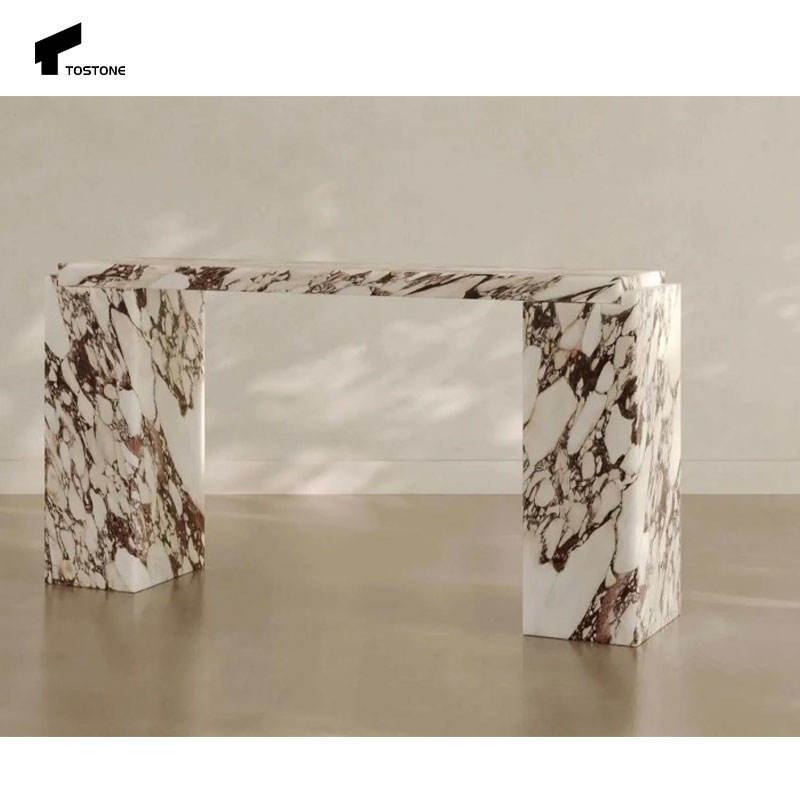 Bàn console lối vào đá cẩm thạch tự nhiên Calacatta Viola Nội thất Tostone