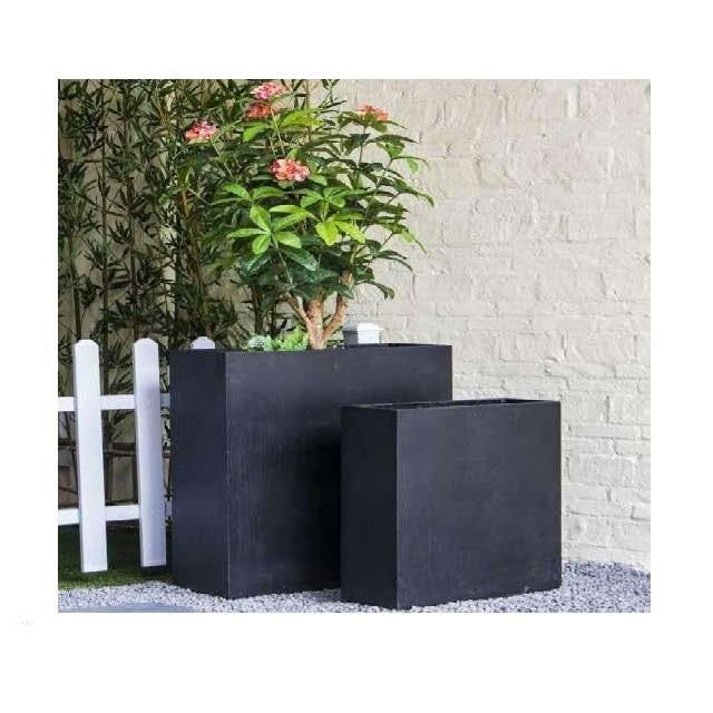 Chậu hoa đứng ngoài trời hình chữ nhật bằng sợi thủy tinh và đất sét cỡ lớn hiện đại