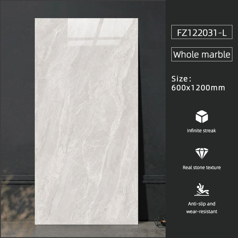 Cung cấp trực tiếp từ nhà máy Gạch lát sàn sứ bóng vân đá cẩm thạch giả hiện đại 600x1200 dùng trong nhà cho Phòng tắm, Phòng khách, Biệt thự