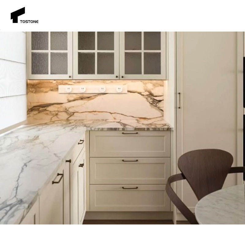 Mặt Bàn Đá Cẩm Thạch Tự Nhiên Vàng Brazil Cao Cấp Tostone dành cho Nhà ở, Biệt thự, Căn hộ, Phòng ăn, Bàn đảo, Bàn trang điểm, Tường.