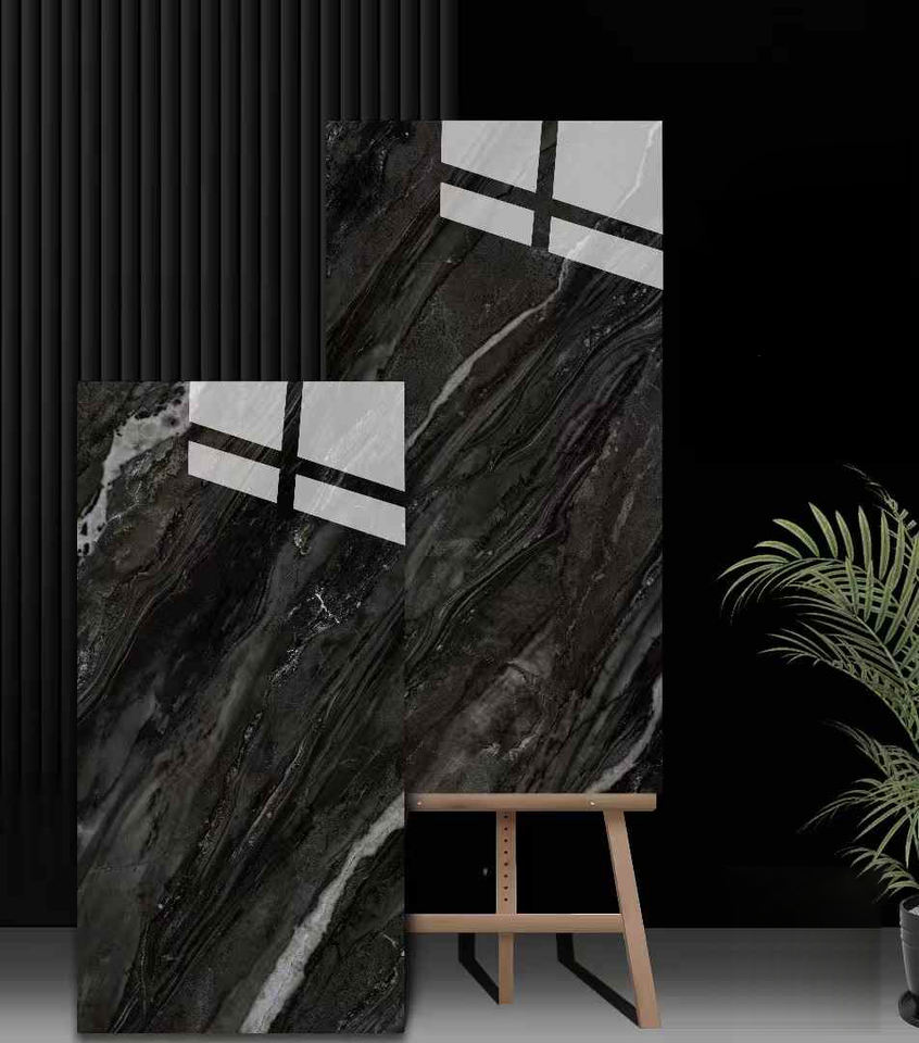 Gạch Sứ Chống Trượt Đen Sang Trọng 600x1200, Gạch Lát Sàn và Ốp Tường Hiện Đại dùng cho Phòng Khách, Khách Sạn, KTV, Trực Tiếp Từ Nhà Máy