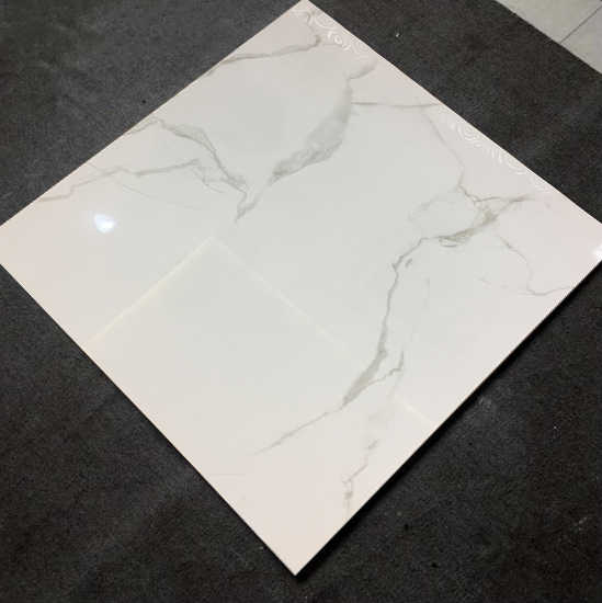 Gạch lát nền hiện đại cổ điển 60x60, màu trắng, men bóng, sứ tráng men, hình vuông