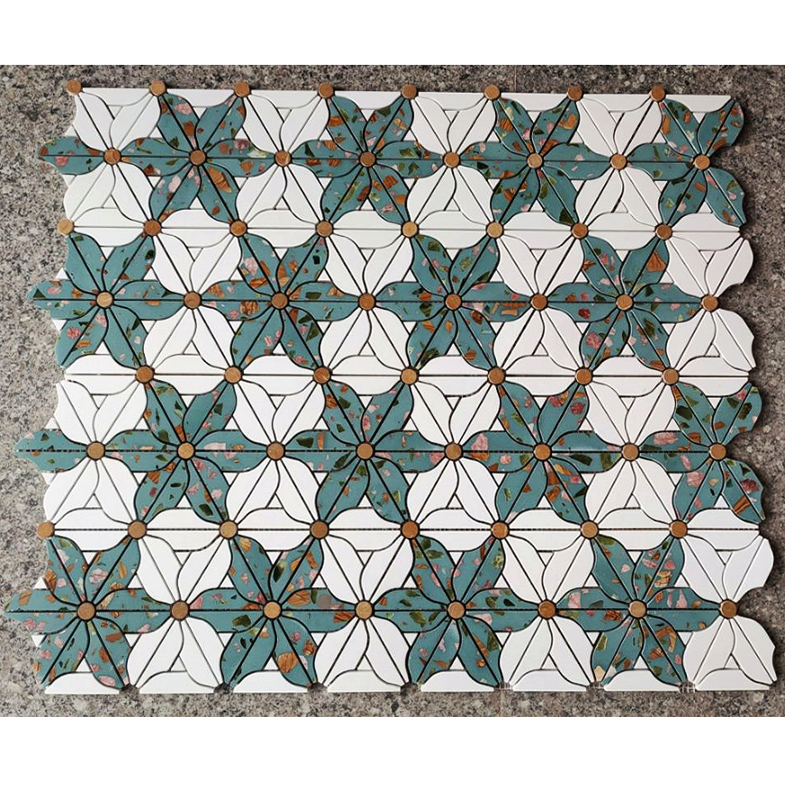 Gạch khảm gốm bóng mài cao cấp 350*300*7mm thiết kế lát gỗ dùng trang trí tường nội thất khách sạn