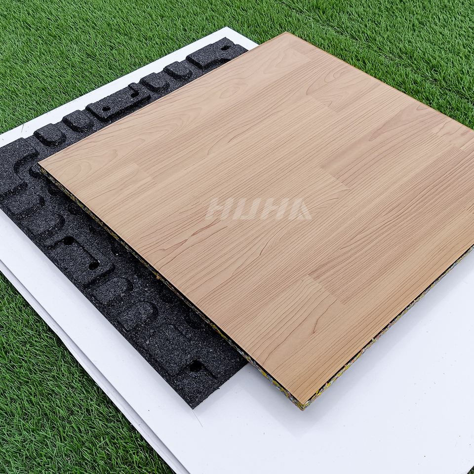 Tấm lót sàn cao su PVC kiểu hiện đại vân gỗ liên kết cho sàn ngoài trời và phòng tập thể dục trong nhà