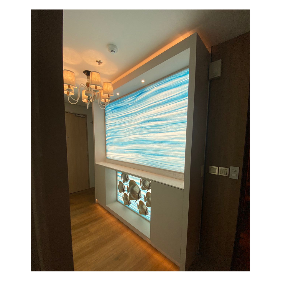 Tấm nhựa acrylic đá xuyên sáng màu xanh lam, ốp tường, vân cẩm thạch onyx trang trí tường