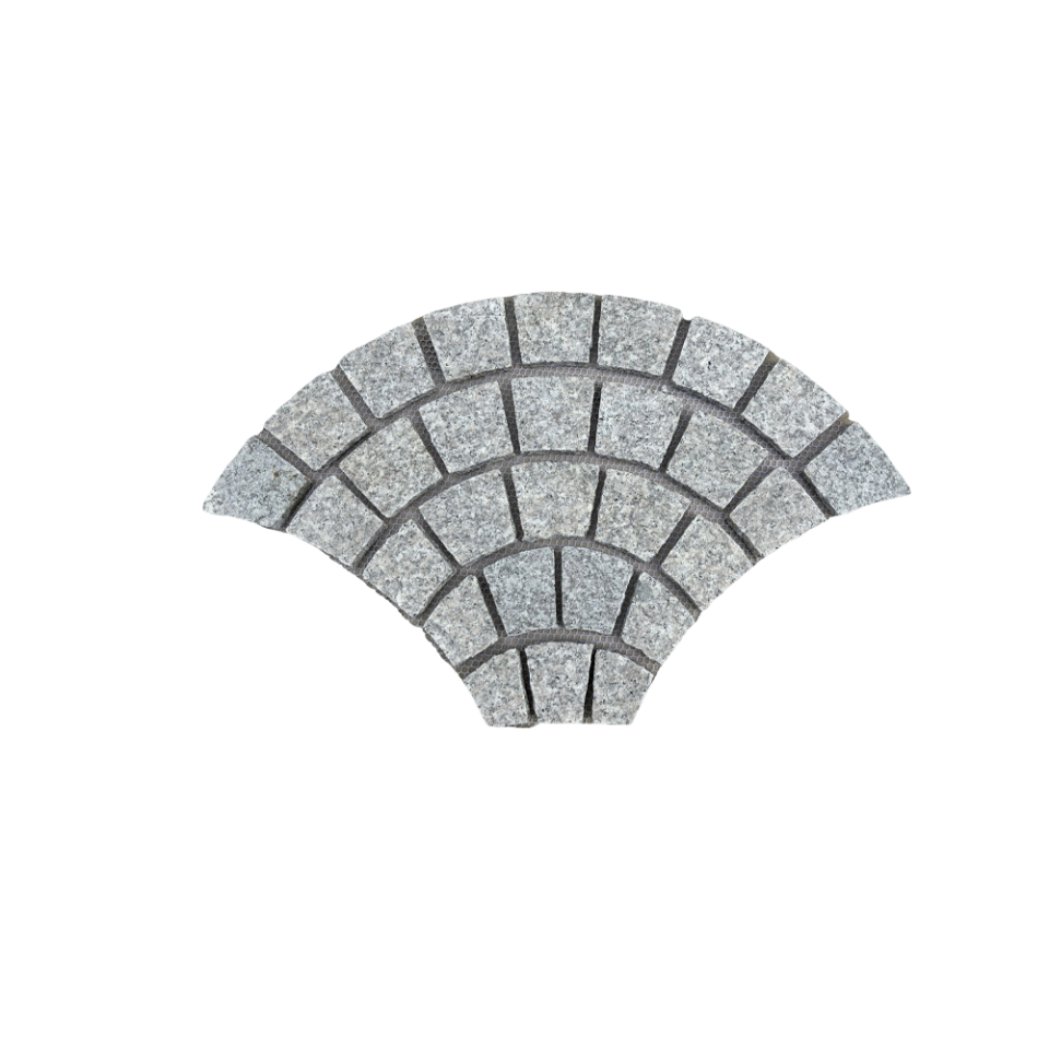 Đá lát vỉa hè hình quạt bằng đá granite phong cách nông thôn trung đại hiện đại, màu xám nhạt