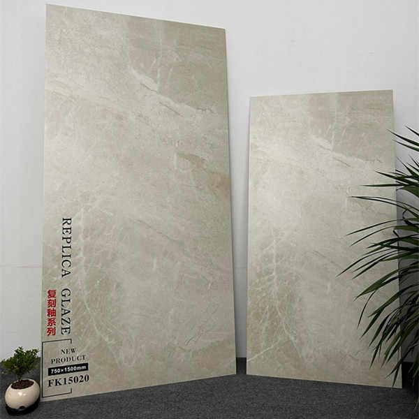 Gạch men giả đá hoa cương màu xám nhạt, bề mặt mờ, kích thước 750x1500mm & 600x1200mm