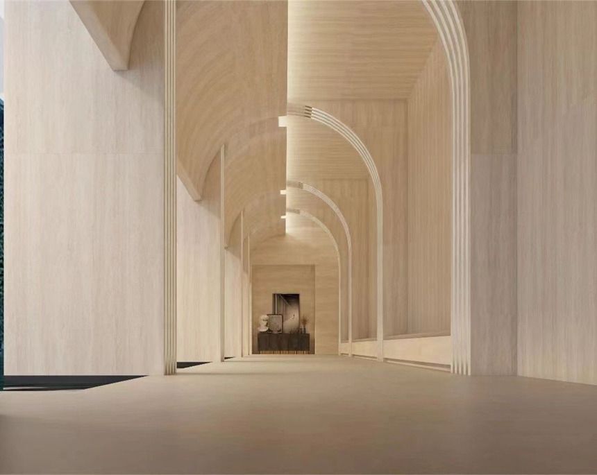 Tấm đá nung kết 1600x3200x12mm chất lượng cao vân đá travertine màu be ốp tường